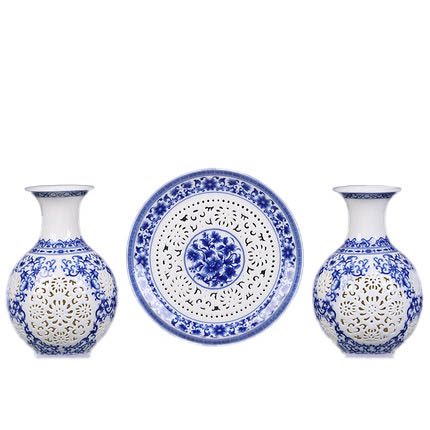 porcelain Jahrriesnge  for hollow  vase set 3 pcs cna0907 