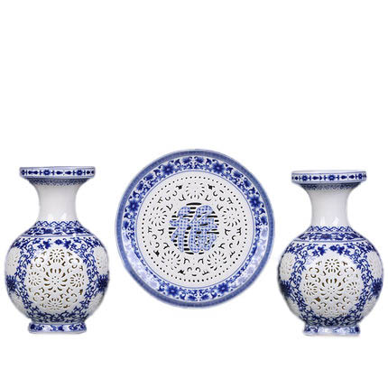 porcelain Jahrriesnge  for hollow  vase set 3 pcs cna0908 