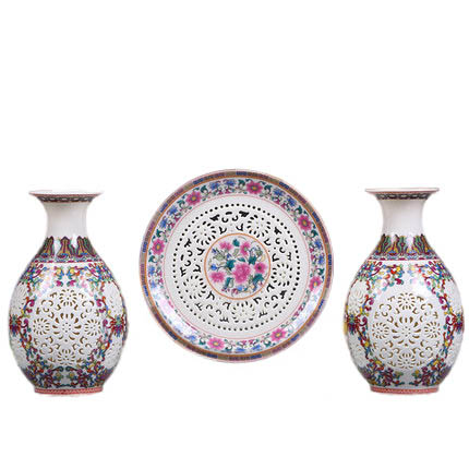 porcelain Jahrriesnge  for hollow  vase set 3 pcs cna0909 