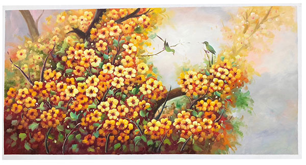 Oil Painting JAHRRIESNGE  for yellow-flower-lpg0393 